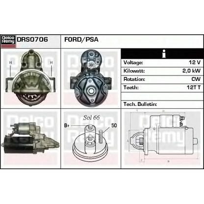 Фото Стартер DELCO REMY DRS0706