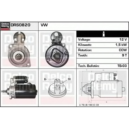 Foto Motorino d'avviamento DELCO REMY DRS0820