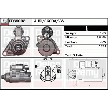 Фото Стартер DELCO REMY DRS0882