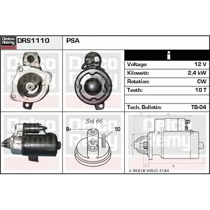 Foto Motor de arranque DELCO REMY DRS1110