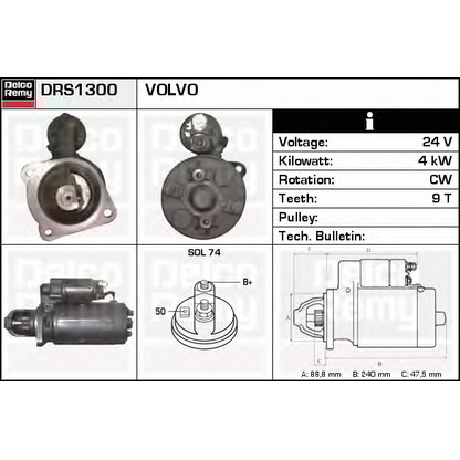 Foto Motor de arranque DELCO REMY DRS1300