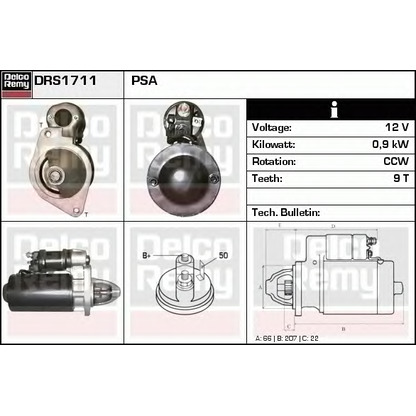 Foto Motor de arranque DELCO REMY DRS1711