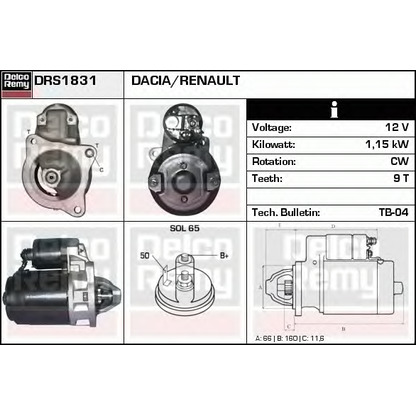 Foto Motor de arranque DELCO REMY DRS1831