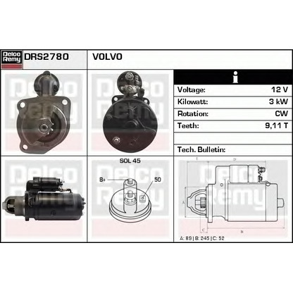 Foto Motor de arranque DELCO REMY DRS2780