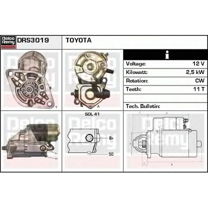 Foto Motor de arranque DELCO REMY DRS3019