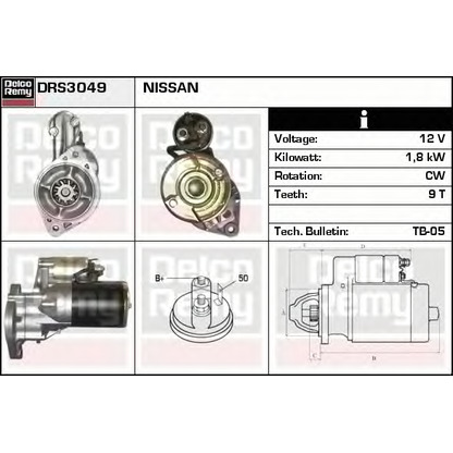 Foto Motor de arranque DELCO REMY DRS3049