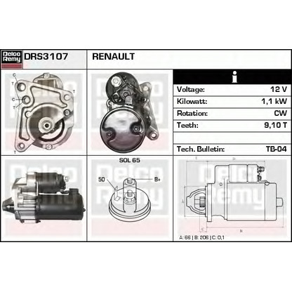 Foto Motor de arranque DELCO REMY DRS3107