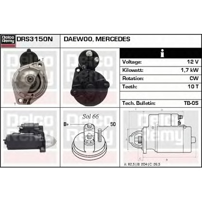 Foto Motor de arranque DELCO REMY DRS3150N