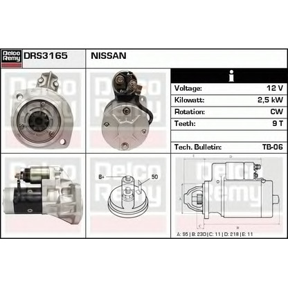 Foto Motor de arranque DELCO REMY DRS3165