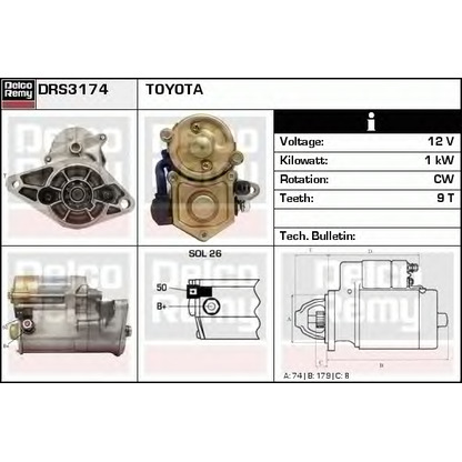 Foto Motor de arranque DELCO REMY DRS3174