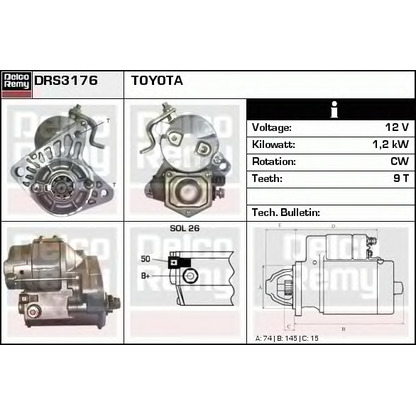 Foto Motor de arranque DELCO REMY DRS3176