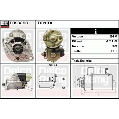 Фото Стартер DELCO REMY DRS3208