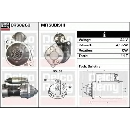 Фото Стартер DELCO REMY DRS3263