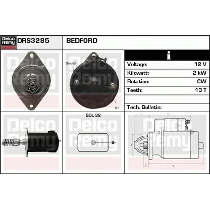 Zdjęcie Rozrusznik DELCO REMY DRS3285