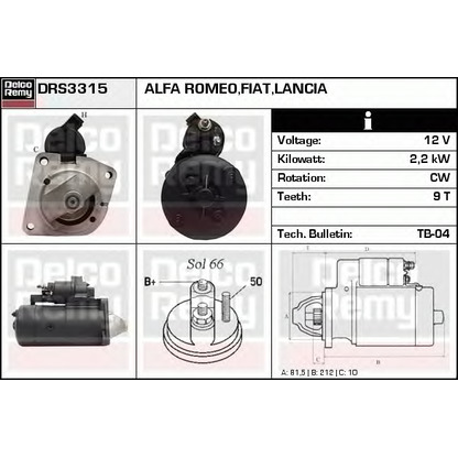 Фото Стартер DELCO REMY DRS3315