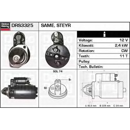 Фото Стартер DELCO REMY DRS3325