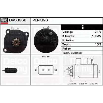 Foto Motor de arranque DELCO REMY DRS3366