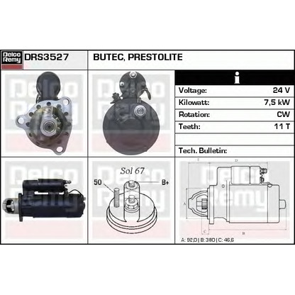 Foto Motor de arranque DELCO REMY DRS3527