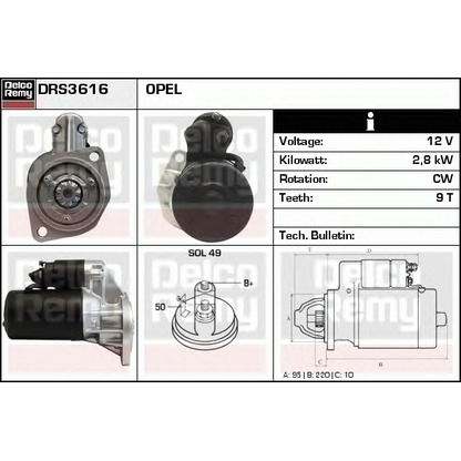 Foto Starter DELCO REMY DRS3616