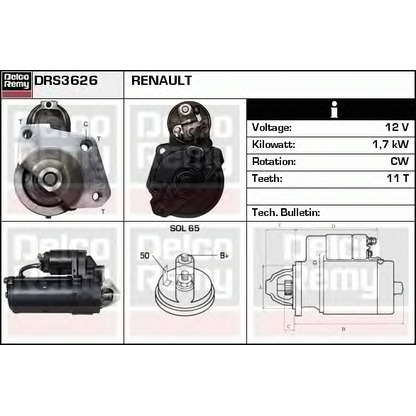 Фото Стартер DELCO REMY DRS3626