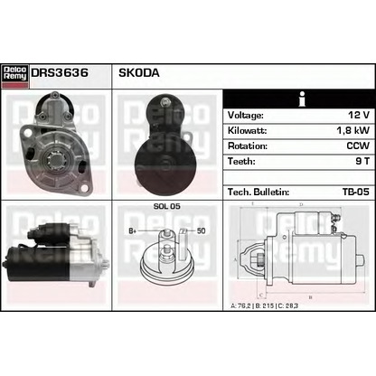 Foto Motor de arranque DELCO REMY DRS3636