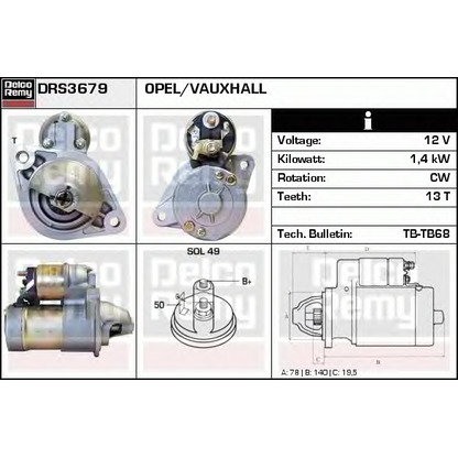 Foto Starter DELCO REMY DRS3679N