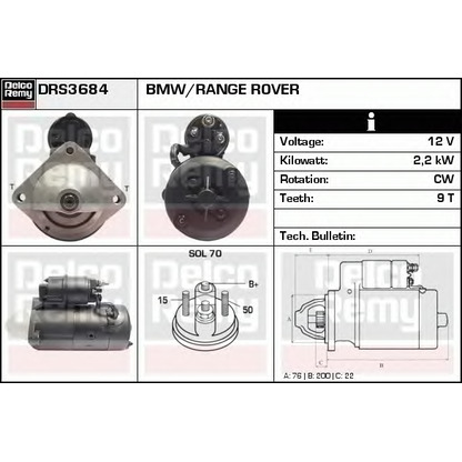 Foto Motor de arranque DELCO REMY DRS3684