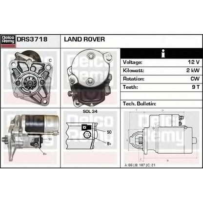 Foto Motor de arranque DELCO REMY DRS3718