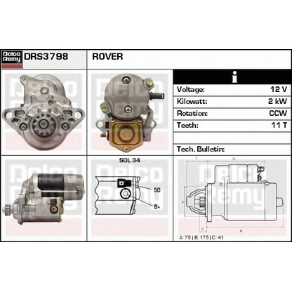 Фото Стартер DELCO REMY DRS3798