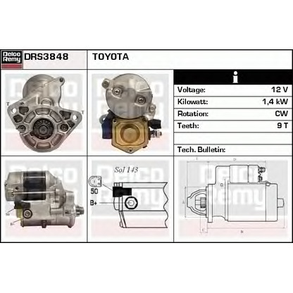 Фото Стартер DELCO REMY DRS3848