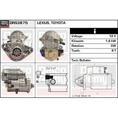 Foto Motor de arranque DELCO REMY DRS3875