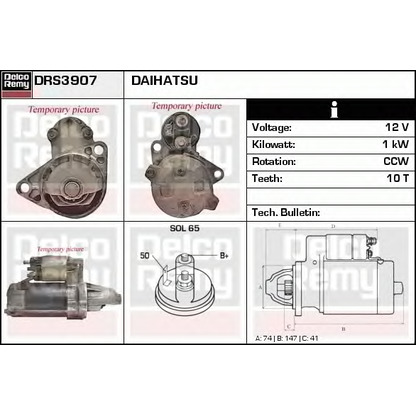 Foto Motor de arranque DELCO REMY DRS3907