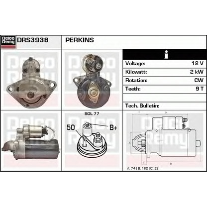 Foto Motor de arranque DELCO REMY DRS3938