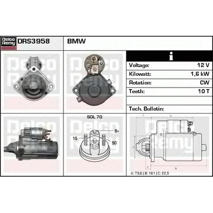 Foto Motor de arranque DELCO REMY DRS3958