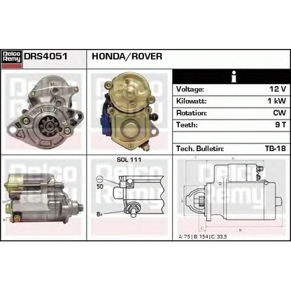 Foto Motor de arranque DELCO REMY DRS4051