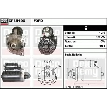 Foto Motor de arranque DELCO REMY DRS5490