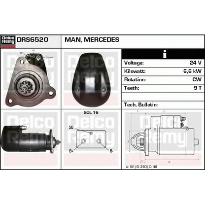 Foto Motor de arranque DELCO REMY DRS6520