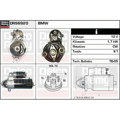 Foto Motor de arranque DELCO REMY DRS6920