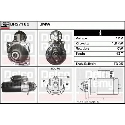 Photo Starter DELCO REMY DRS7180