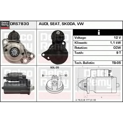Photo Démarreur DELCO REMY DRS7830