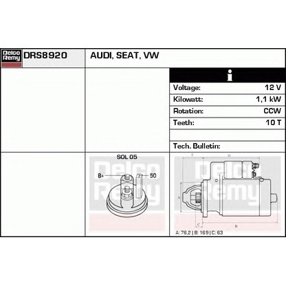 Foto Motorino d'avviamento DELCO REMY DRS8920