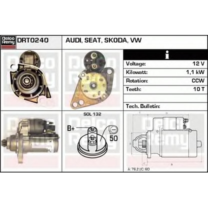 Photo Démarreur DELCO REMY DRT0240