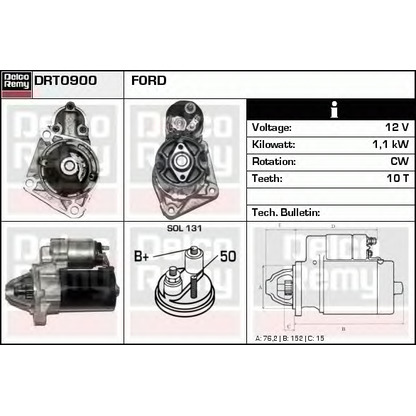 Foto Motor de arranque DELCO REMY DRT0900