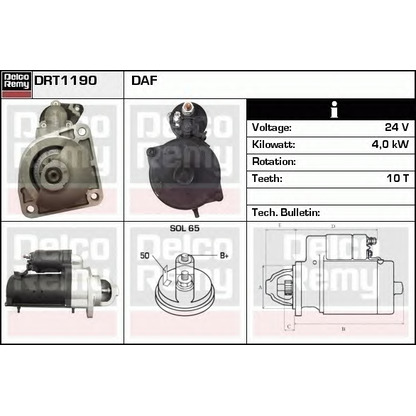 Foto Motor de arranque DELCO REMY DRT1190