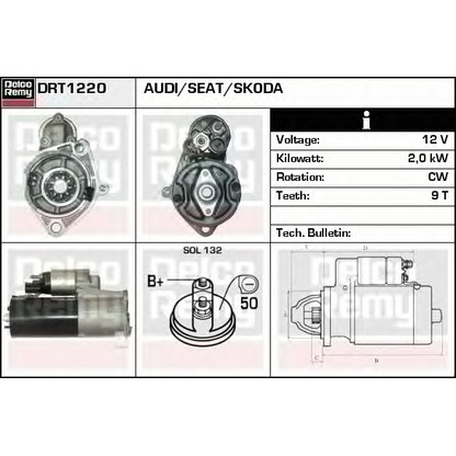 Фото Стартер DELCO REMY DRT1220