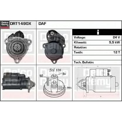 Foto Motor de arranque DELCO REMY DRT1490X