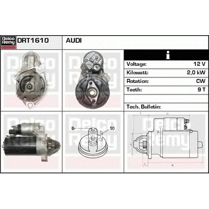 Foto Motor de arranque DELCO REMY DRT1610