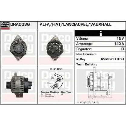 Foto Alternatore DELCO REMY DRA0036