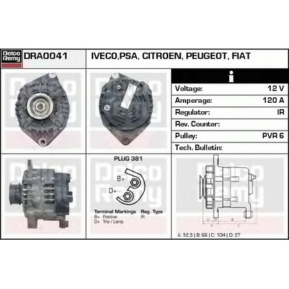 Foto Alternador DELCO REMY DRA0041