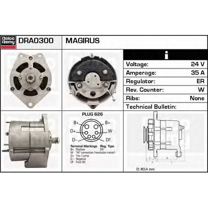 Zdjęcie Alternator DELCO REMY DRA0300